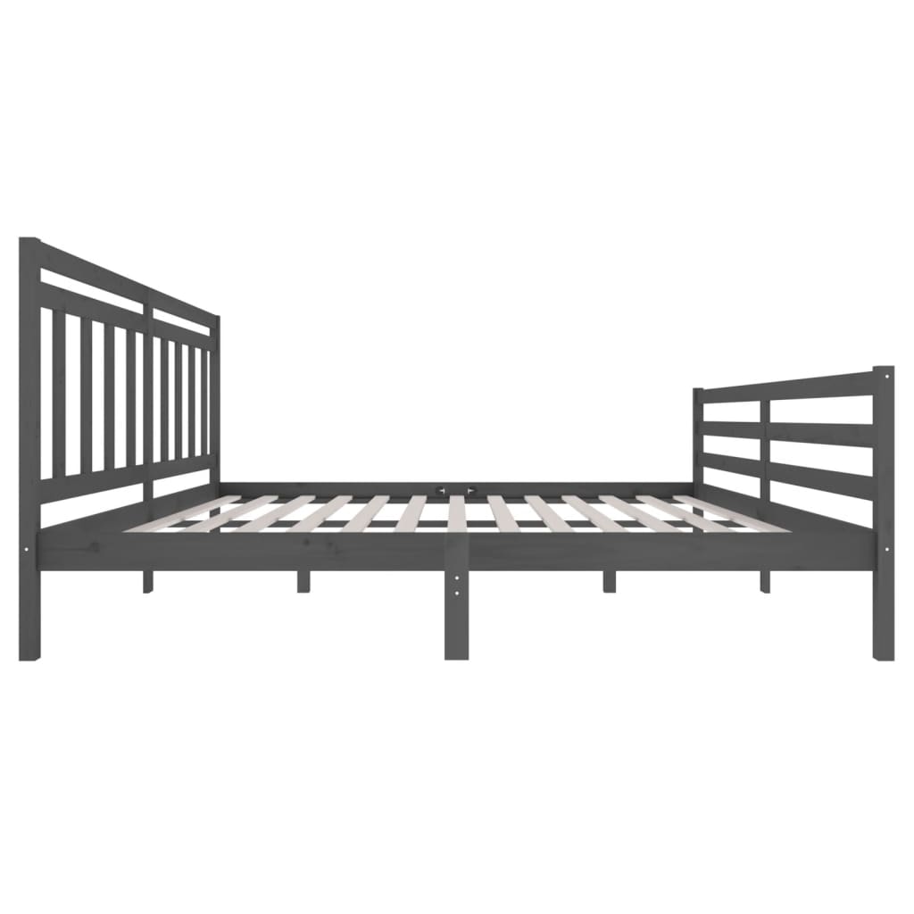 Grey Solid Wood Bed Frame 200x200 cm - vidaXL 3100676