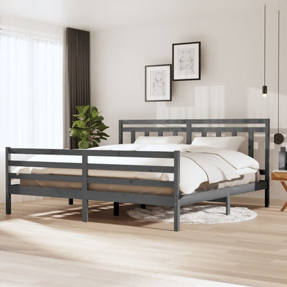 Grey Solid Wood Bed Frame 200x200 cm - vidaXL 3100676