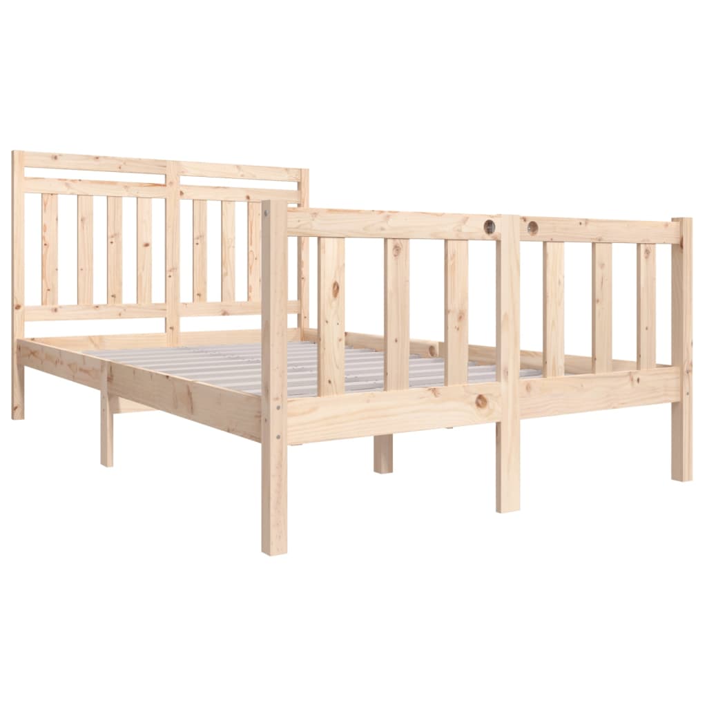 vidaXL Solid Wood Bed Frame 120x200 cm - Natural Finish