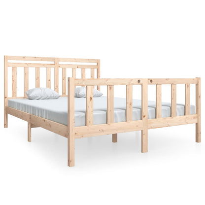 Solid Wood King Size Bed Frame - No Mattress, Elegant Design