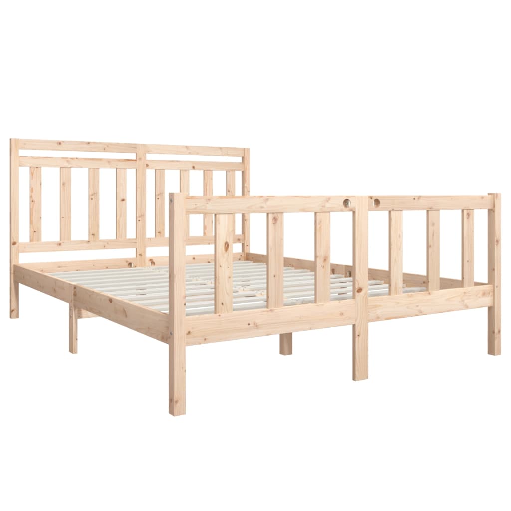 Solid Wood King Size Bed Frame - No Mattress, Elegant Design