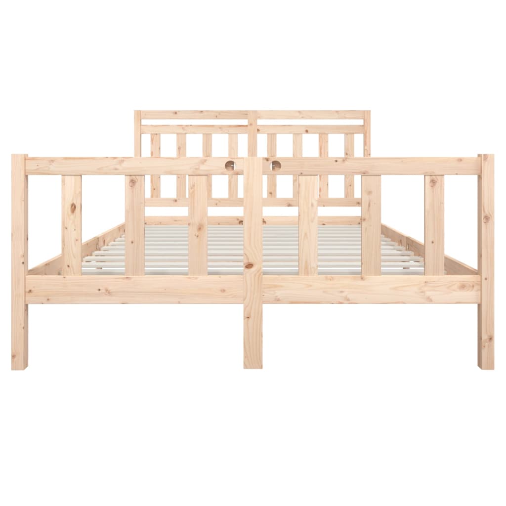 Solid Wood King Size Bed Frame - No Mattress, Elegant Design