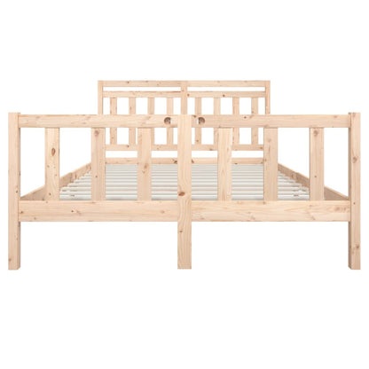 Solid Wood King Size Bed Frame - No Mattress, Elegant Design