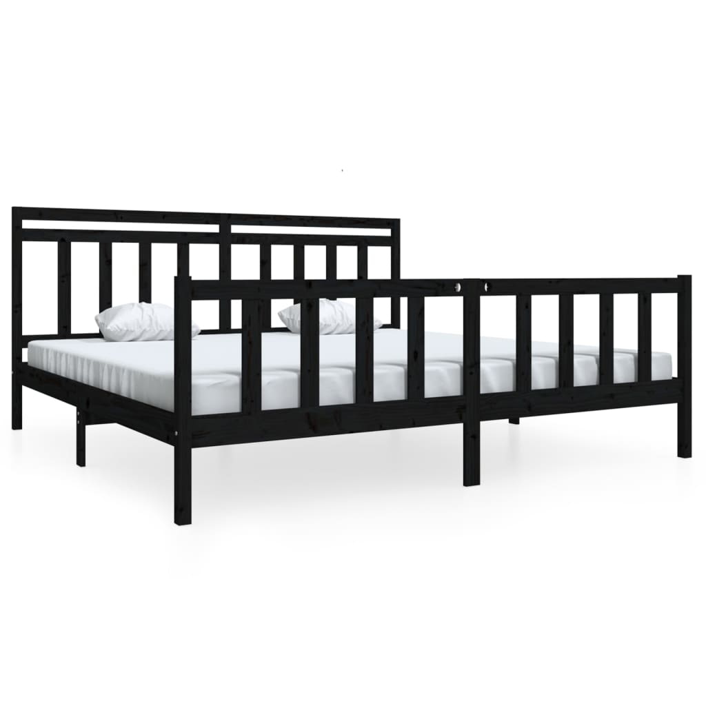 vidaXL Black Solid Wood Bed Frame 200x200 cm - No Mattress Included