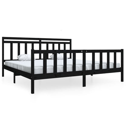 vidaXL Black Solid Wood Bed Frame 200x200 cm - No Mattress Included