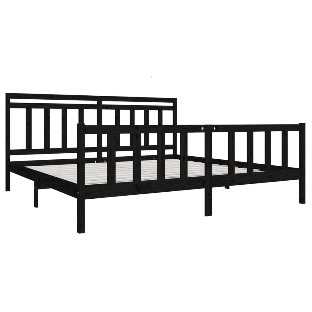vidaXL Black Solid Wood Bed Frame 200x200 cm - No Mattress Included