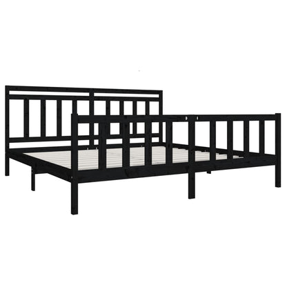 vidaXL Black Solid Wood Bed Frame 200x200 cm - No Mattress Included