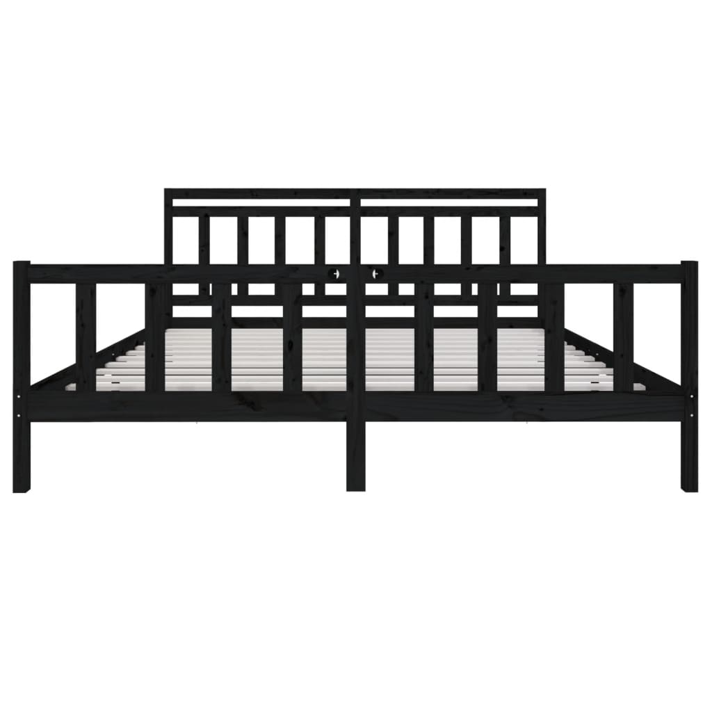 vidaXL Black Solid Wood Bed Frame 200x200 cm - No Mattress Included