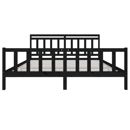 vidaXL Black Solid Wood Bed Frame 200x200 cm - No Mattress Included