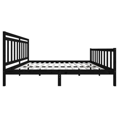 vidaXL Black Solid Wood Bed Frame 200x200 cm - No Mattress Included