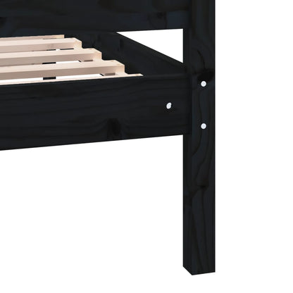 vidaXL Black Solid Wood Bed Frame 200x200 cm - No Mattress Included