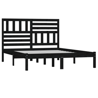 Black Solid Wood Pine Bed Frame 140x190 cm - Mattress Not Included