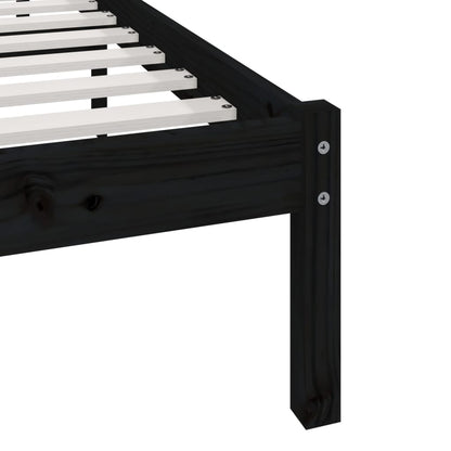 Black Solid Wood Pine Bed Frame 140x190 cm - Mattress Not Included