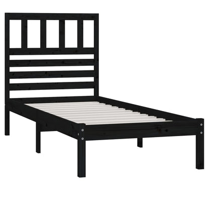 Black Solid Pine Wood Bed Frame 100x200 cm - No Mattress Included