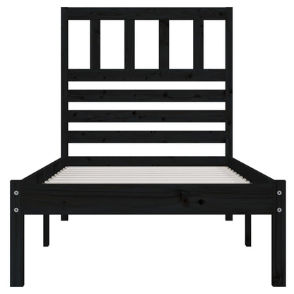 Black Solid Pine Wood Bed Frame 100x200 cm - No Mattress Included