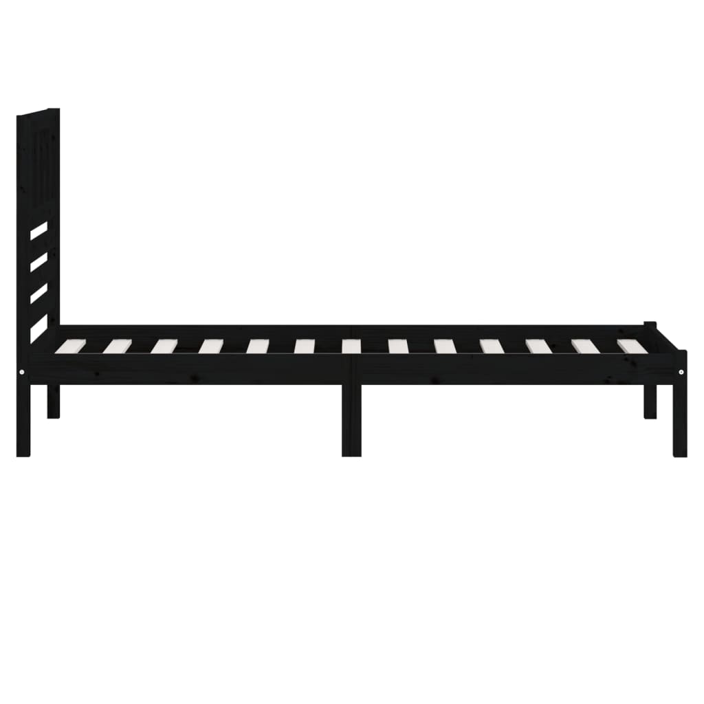 Black Solid Pine Wood Bed Frame 100x200 cm - No Mattress Included