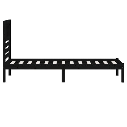 Black Solid Pine Wood Bed Frame 100x200 cm - No Mattress Included