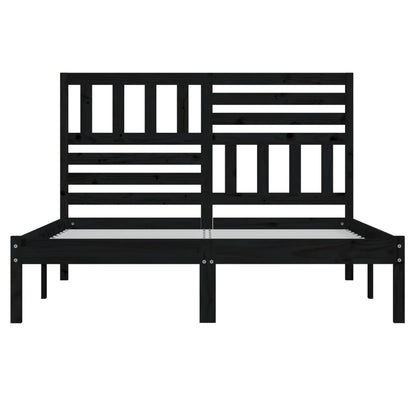 Black Solid Pine King Bed Frame 150x200 cm - No Mattress Included