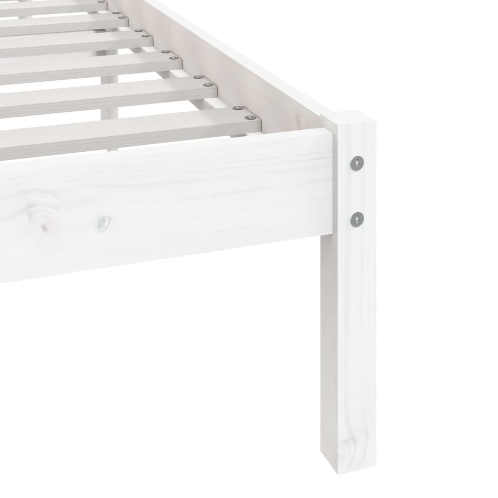 White Solid Wood Pine Bed Frame - 200x200 cm, No Mattress Included