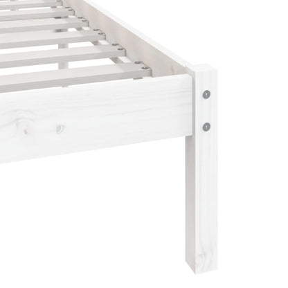 White Solid Wood Pine Bed Frame - 200x200 cm, No Mattress Included