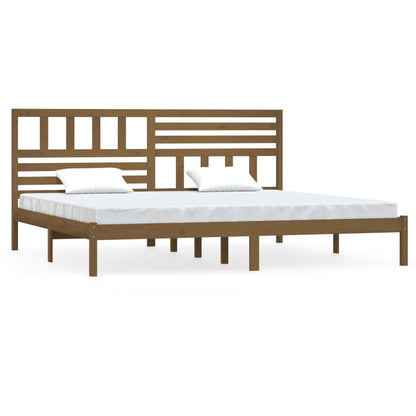 Honey Brown Solid Pine Wood Bed Frame 200x200 cm - No Mattress