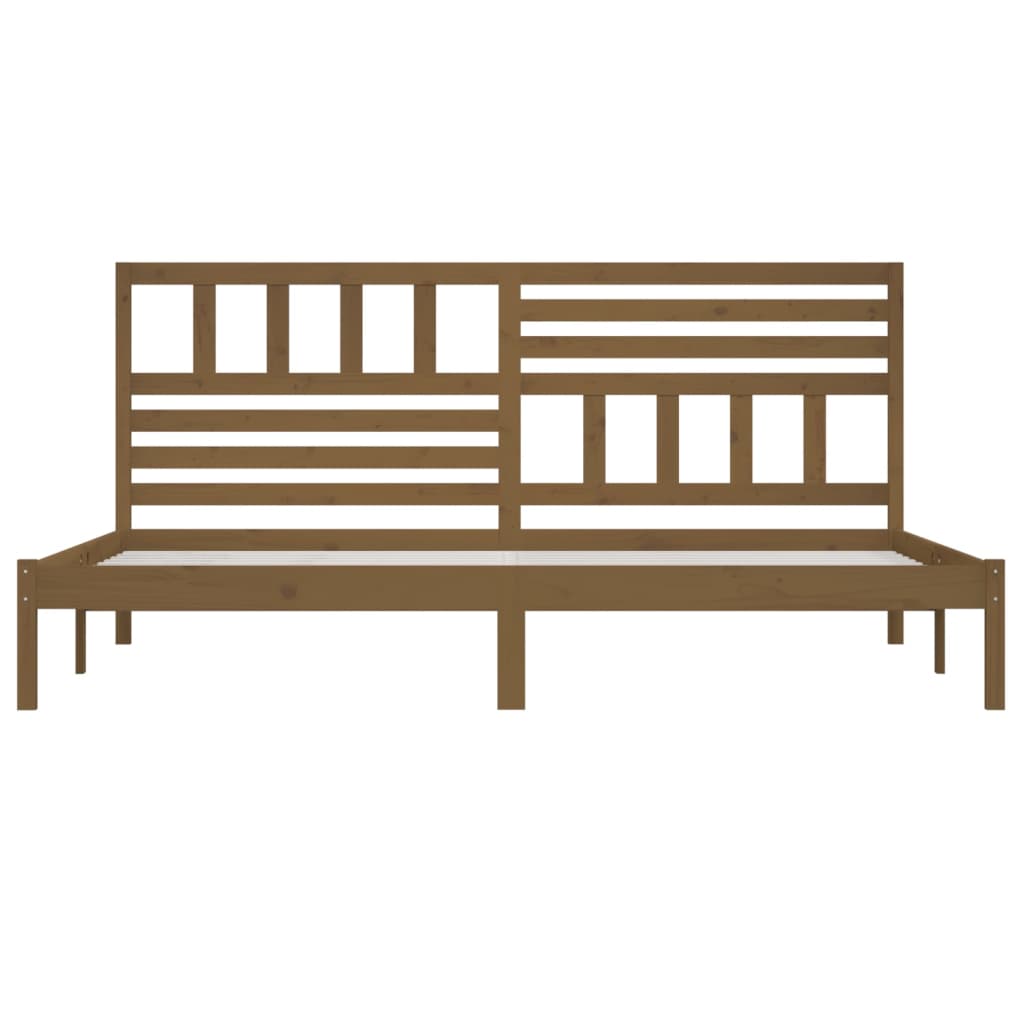 Honey Brown Solid Pine Wood Bed Frame 200x200 cm - No Mattress