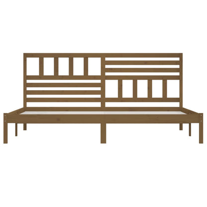 Honey Brown Solid Pine Wood Bed Frame 200x200 cm - No Mattress