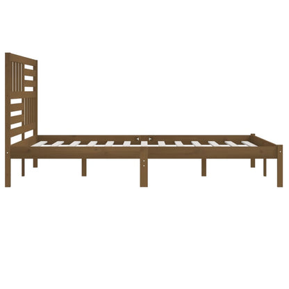 Honey Brown Solid Pine Wood Bed Frame 200x200 cm - No Mattress