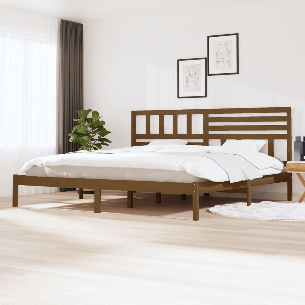 Honey Brown Solid Pine Wood Bed Frame 200x200 cm - No Mattress