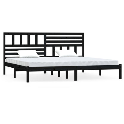 Black Solid Wood Pine Bed Frame 200x200 cm - No Mattress Included