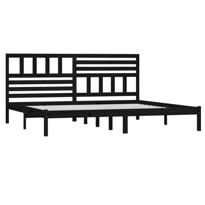 Black Solid Wood Pine Bed Frame 200x200 cm - No Mattress Included