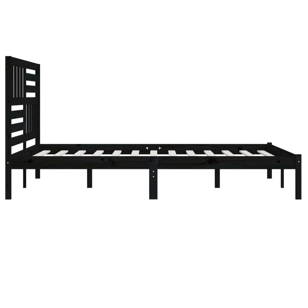 Black Solid Wood Pine Bed Frame 200x200 cm - No Mattress Included