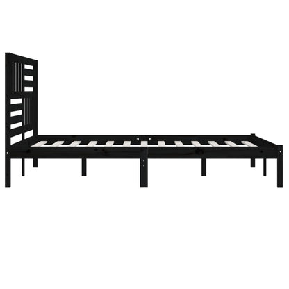 Black Solid Wood Pine Bed Frame 200x200 cm - No Mattress Included