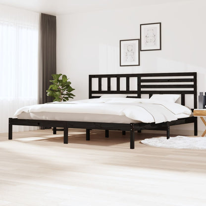 Black Solid Wood Pine Bed Frame 200x200 cm - No Mattress Included