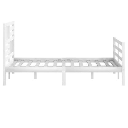 White Solid Wood Bed Frame 140x190 cm - No Mattress Included