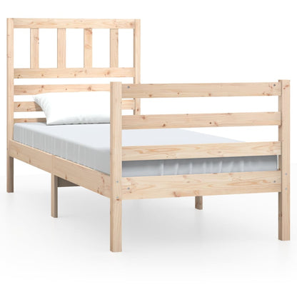 Solid Wood Bed Frame 90x200 cm, Natural Finish, No Mattress Included