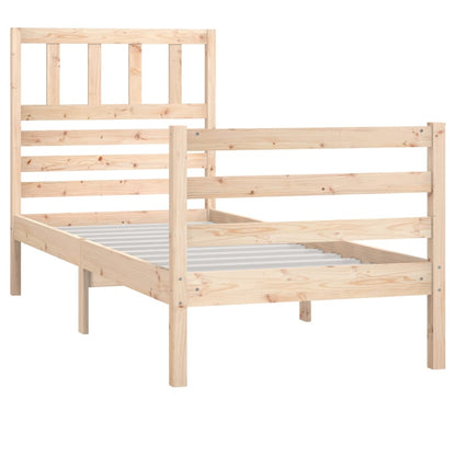 Solid Wood Bed Frame 90x200 cm, Natural Finish, No Mattress Included