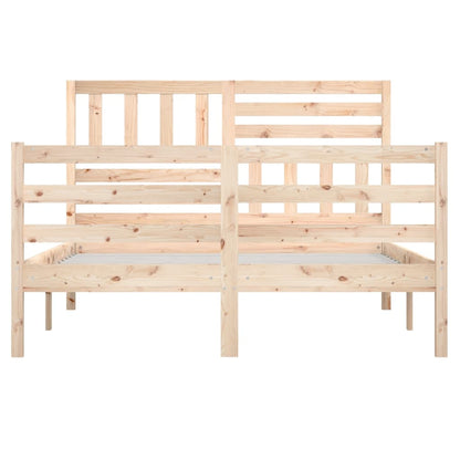 Solid Wood Bed Frame 140x200cm - Natural Finish, No Mattress