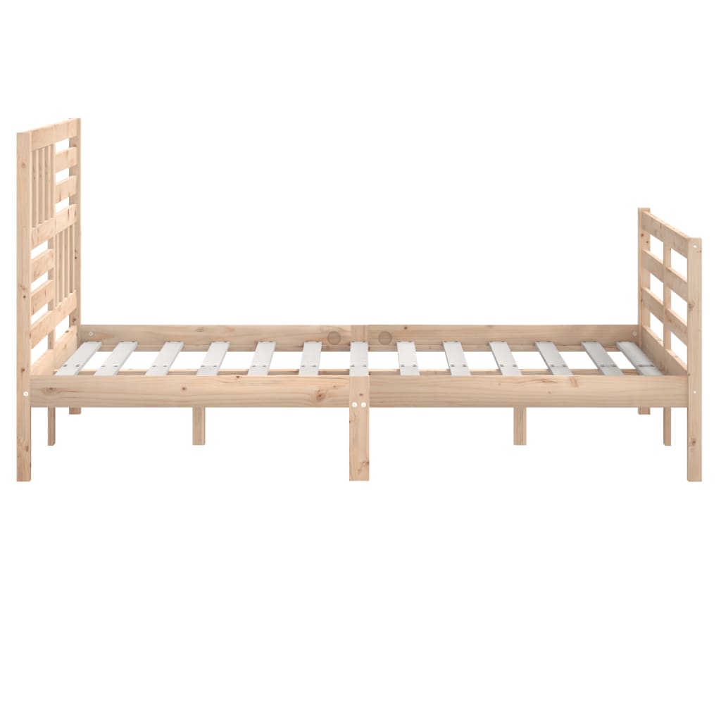 Solid Wood Bed Frame 140x200cm - Natural Finish, No Mattress
