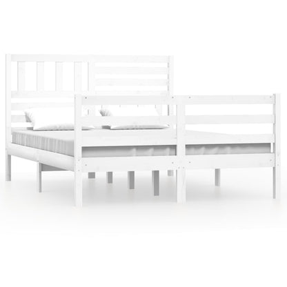 White Solid Wood Bed Frame 140x200 cm - No Mattress Included
