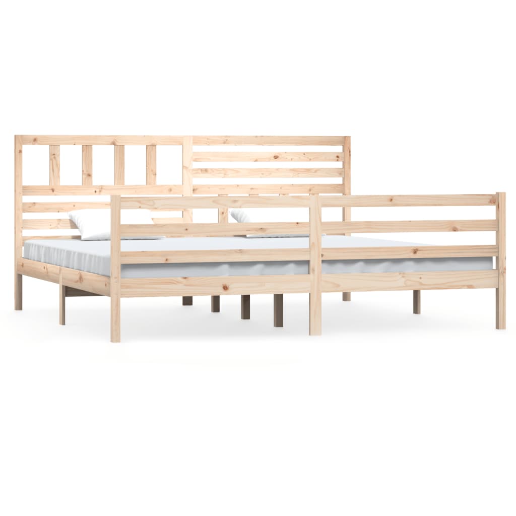 Solid Wood Bed Frame 200x200 cm - Natural Finish