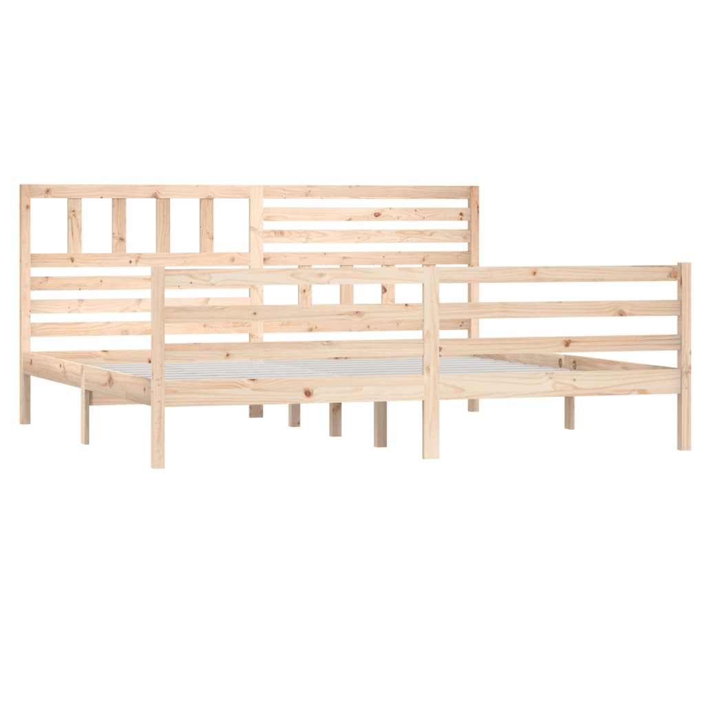 Solid Wood Bed Frame 200x200 cm - Natural Finish