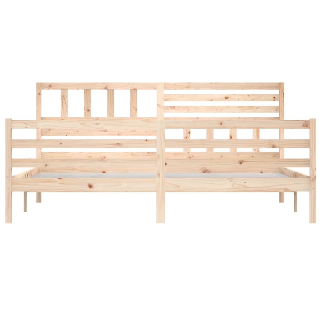 Solid Wood Bed Frame 200x200 cm - Natural Finish