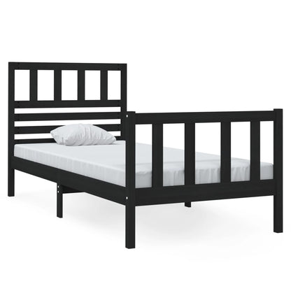 Solid Wood Black Small Single Bed Frame - Mattress Not Included