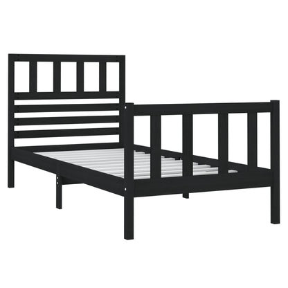 Solid Wood Black Small Single Bed Frame - Mattress Not Included