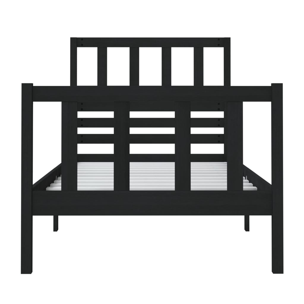 Solid Wood Black Small Single Bed Frame - Mattress Not Included