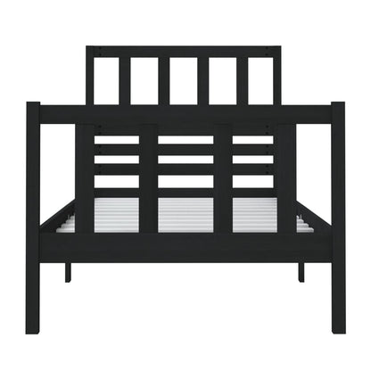 Solid Wood Black Small Single Bed Frame - Mattress Not Included