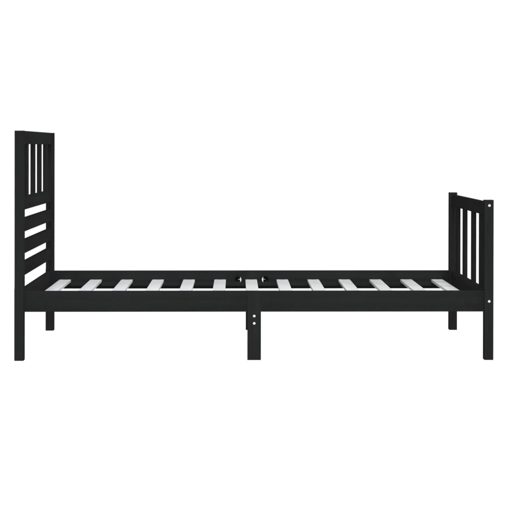 Solid Wood Black Small Single Bed Frame - Mattress Not Included