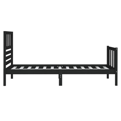 Solid Wood Black Small Single Bed Frame - Mattress Not Included