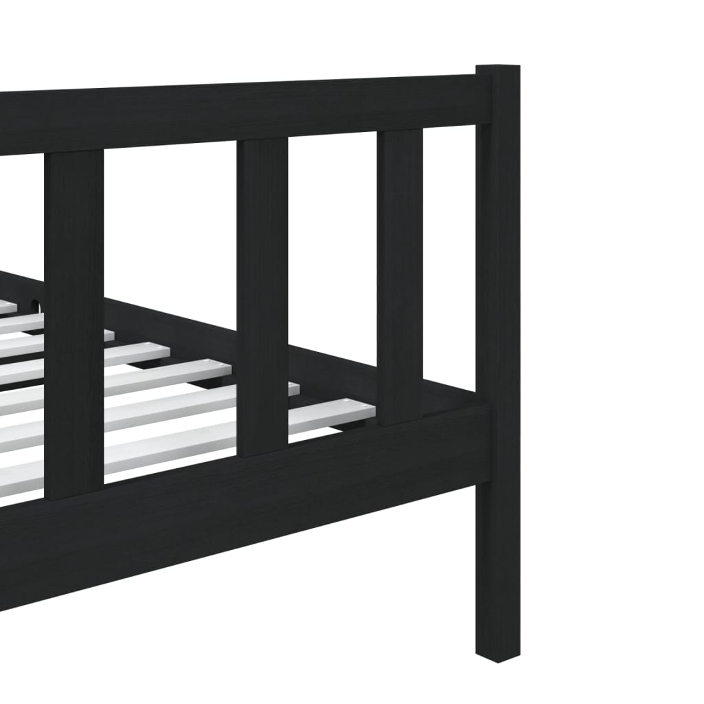 Solid Wood Black Small Single Bed Frame - Mattress Not Included